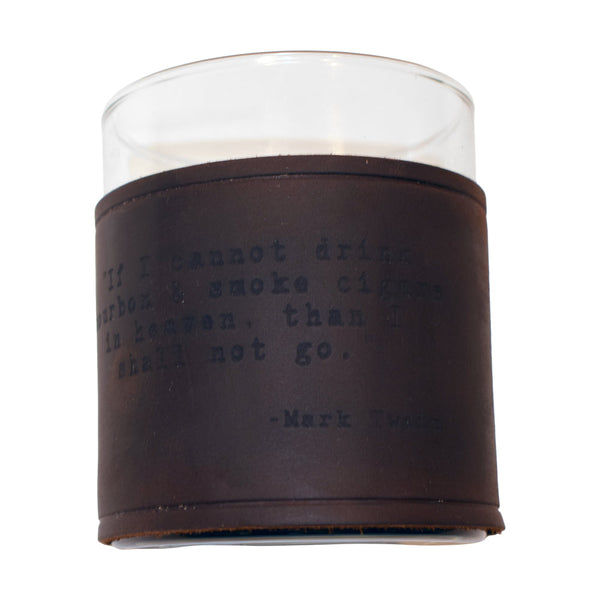 Mark Twain Quote Rocks Glass with Leather Sleeve