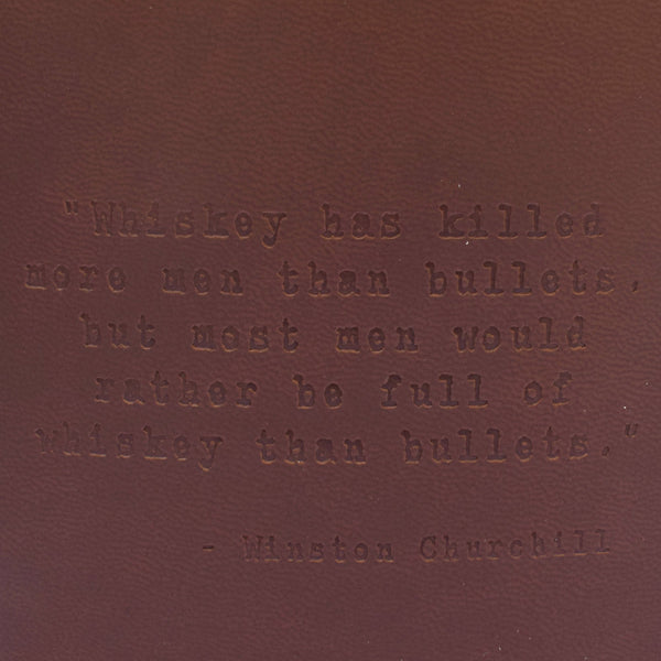 Winston Churchill Quote Leather Flask