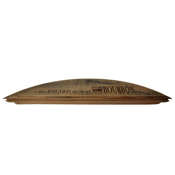 In This Kitchen We Drink Bourbon Barrel Head Shelf Sitter Sign