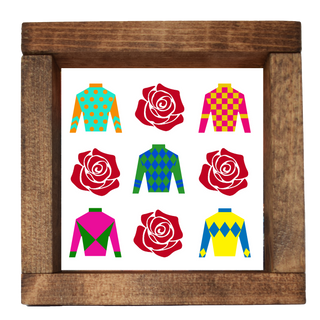 Derby Silks and Roses Shadowbox Art