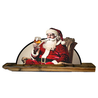 Vintage Santa Sipping Bourbon Stave Cutout