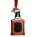 Bourbon Bottle with Christmas Hat Wooden Ornament