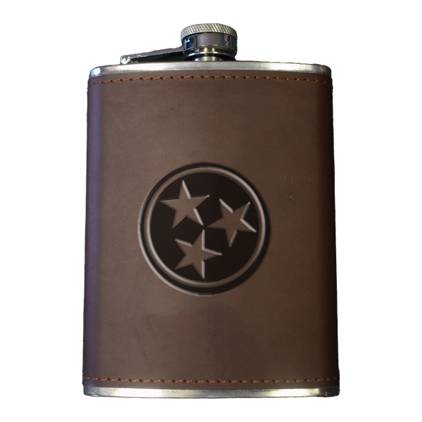 Tennessee Tri-Star Leather Flask