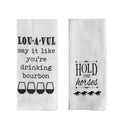 Derby Party Tea Towels Set of 2 - Louavul Say It Like You're Drinking Bourbon & Hold Your Horses