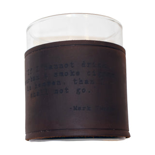 Mark Twain Quote Rocks Glass with Leather Sleeve