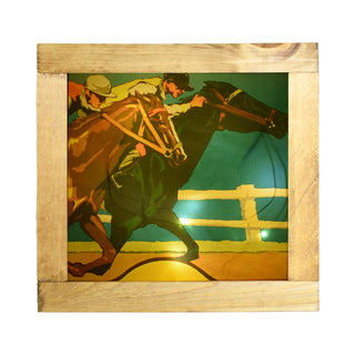 Derby Vintage Horses Racing Light Up Shadowbox