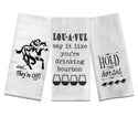Derby Party Tea Towels Set of 3 - And They're Off, Louavul Say It Like You're Drinking Bourbon, and Hold Your Horses