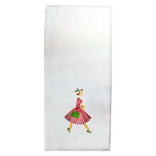 Vintage Christmas Lady Color Tea Towel