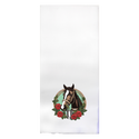 Derby Horse with Rose Wreath Printed Color Tea Towel