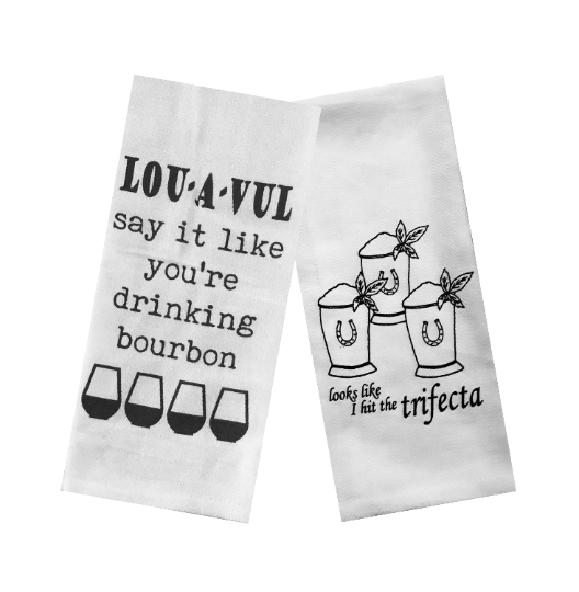 Derby Party Tea Towels Set of 2 - Louavul Say It Like You're Drinking Bourbon & Looks Like I Hit The Trifecta