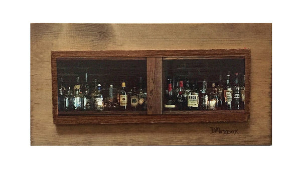 Bourbon Bottles at Bourbons Bistro Wooden Art