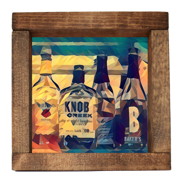 Bourbon Bottles with Knob Deco Shadowbox Art