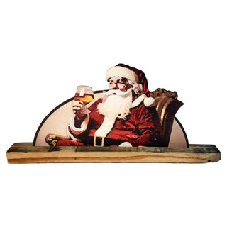 Vintage Santa Sipping Bourbon Stave Cutout