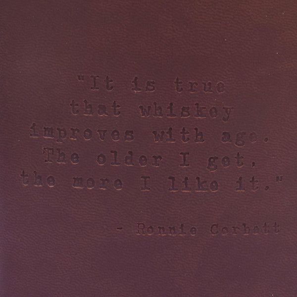 Ronnie Corbett Quote Leather Flask