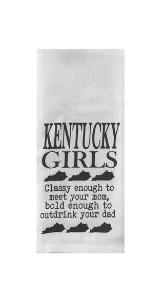Kentucky Girls Classy and Bold  Tea Towel in White