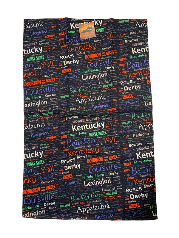 Kentucky Word Art Color Tea Towel