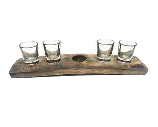 Bourbon Barrel Stave Flight Board with Bung Hole